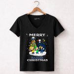 Merry Buffalo Sabres Christmas With Snoopy And Friends 7 Womens V Neck.jpg