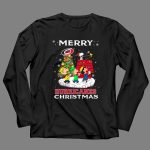 Merry Carolina Hurricanes Christmas Snoopy Peanuts Characters Caroling Winter Scene 4 Long Sleeves.jpg