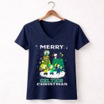 Merry Celtics Christmas Boston Snoopy Tree Fans 5 Womens V Neck