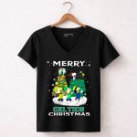 Merry Celtics Christmas Boston Snoopy Tree Fans 7 Womens V Neck