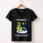 Merry Chargers Christmas Los Angeles Snoopy Peanuts 7 Womens V Neck