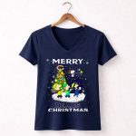 Merry Chicago Bears Christmas With Snoopy And Friends 5 Womens V Neck