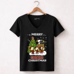 Merry Christmas Snoopy Oklahoma Sooners Christmas Tree Peanuts 7 Womens V Neck.jpg