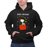 Merry Christmas Snoopy Santa on Doghouse with Reindeer and Snowflakes 2 Hoodie 1.jpg