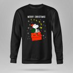 Merry Christmas Snoopy Santa on Doghouse with Reindeer and Snowflakes 9 Sweatshirt 1.jpg