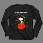 Merry Christmas Snoopy Santa on Doghouse with Reindeer and Snowflakes T Shirt 4 1.jpg