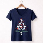 Merry Christmas Snoopy Tree Hearts 5 Womens V Neck 1.jpg
