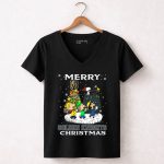Merry Christmas With Vegas Golden Knights Snoopy And Friends 7 Womens V Neck.jpg