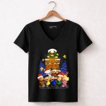 Merry Christmas with Friends Snoopy the Peanuts Movie Holiday 7 Womens V Neck 1.jpg