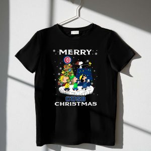 Merry Cubs Christmas Peanuts Characters And Snoopy Lights Shirt