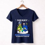 Merry Dallas Mavericks Christmas With Snoopy And Friends 5 Womens V Neck