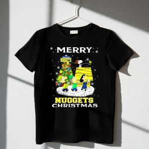 Merry Denver Nuggets Christmas Peanuts Characters And Snoopy Decorate Tree 1 T Shirt