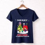 Merry Detroit Pistons Christmas Snoopy Fans 5 Womens V Neck