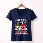 Merry Falcons Christmas Atlanta Snoopy 5 Womens V Neck
