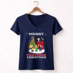 Merry Florida Panthers Christmas For Snoopy Fans With Charlie Brown And Woodstock 5 Womens V Neck.jpg