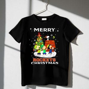 Merry Houston Rockets Christmas Snoopy Friends Peanuts Holiday Tree 1 T Shirt