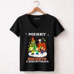 Merry Houston Rockets Christmas Snoopy Friends Peanuts Holiday Tree 7 Womens V Neck
