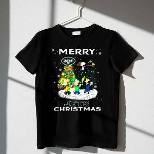 Merry Jets Christmas New York Snoopy Fans Peanuts Tree 1 T Shirt