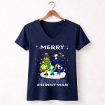 Merry La Clippers Christmas Snoopy Fans Peanuts Festive Scene 5 Womens V Neck