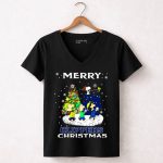 Merry La Clippers Christmas Snoopy Fans Peanuts Festive Scene 7 Womens V Neck
