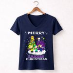 Merry Lakers Christmas Snoopy Peanuts Tree Festive Scene 5 Womens V Neck