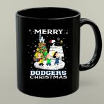 Merry Los Angeles Dodgers Christmas with Snoopy and Peanuts Holiday Scene 1 mug 1.jpg