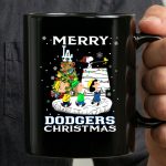 Merry Los Angeles Dodgers Christmas with Snoopy and Peanuts Holiday Scene 3 mug 1.jpg