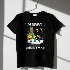 Merry Los Angeles Kings Christmas With Snoopy And Peanuts Characters Shirt