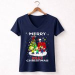 Merry Miami Heat Christmas Snoopy Peanuts Festive 5 Womens V Neck