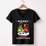 Merry Miami Heat Christmas Snoopy Peanuts Festive 7 Womens V Neck