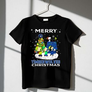 Merry Minnesota Timberwolves Christmas Snoopy And Friends Caroling 1 T Shirt
