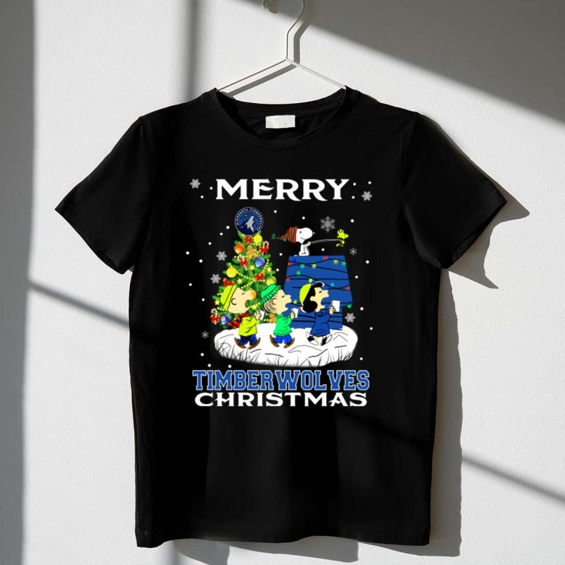 Merry Minnesota Timberwolves Christmas Snoopy And Friends Caroling 1 T Shirt