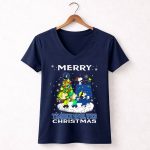 Merry Minnesota Timberwolves Christmas Snoopy And Friends Caroling 5 Womens V Neck