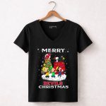 Merry New Jersey Devils Christmas With Snoopy And Friends 7 Womens V Neck.jpg