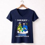 Merry Oklahoma City Thunder Christmas Peanuts Snoopy Choir 5 Womens V Neck