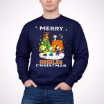 Merry Orioles Christmas Featuring Snoopy and Friends with Baltimore Logo and Festive Tree T Shirt 3