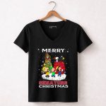 Merry Ottawa Senators Christmas Snoopy and Peanuts Holiday 7 Womens V Neck.jpg