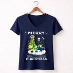 Merry Packers Christmas Featuring Snoopy And Friends 5 Womens V Neck