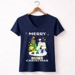 Merry Phoenix Suns Christmas Snoopy Peanuts Winter Scene 5 Womens V Neck