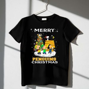 Merry Pittsburgh Penguins Christmas Snoopy And Peanuts Holiday Shirt