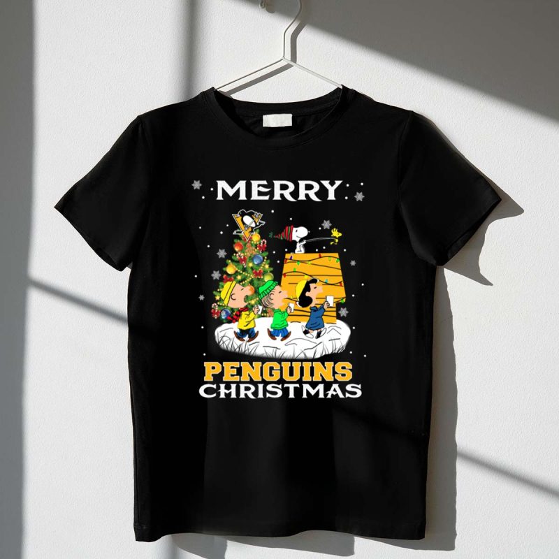 Merry Pittsburgh Penguins Christmas Snoopy And Peanuts Holiday 1 T Shirt