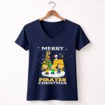 Merry Pittsburgh Pirates Christmas with Snoopy and Peanuts Characters 5 Womens V Neck.jpg