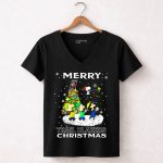 Merry Portland Trail Blazers Christmas Snoopy And Peanuts Characters 7 Womens V Neck