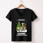 Merry Raiders Christmas Snoopy Peanuts Las Vegas Christmas Tree 7 Womens V Neck