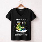 Merry San Antonio Spurs Christmas Snoopy And Peanuts Caroling 7 Womens V Neck