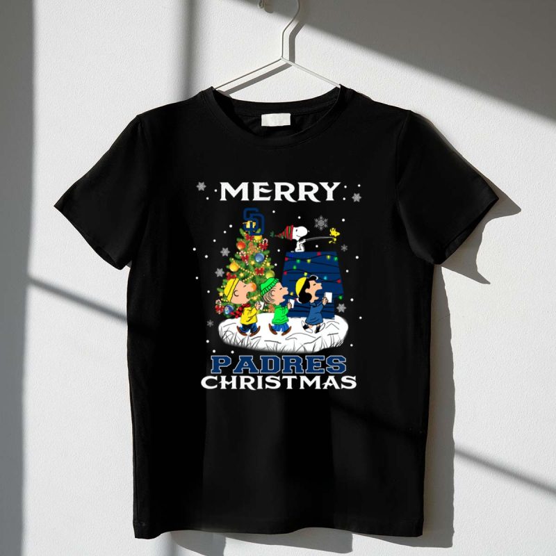 Merry San Diego Padres Christmas Featuring Snoopy And Peanuts Characters 1 T Shirt.jpg