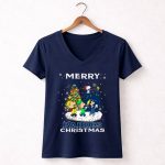 Merry San Diego Padres Christmas Featuring Snoopy and Peanuts Characters 5 Womens V Neck.jpg