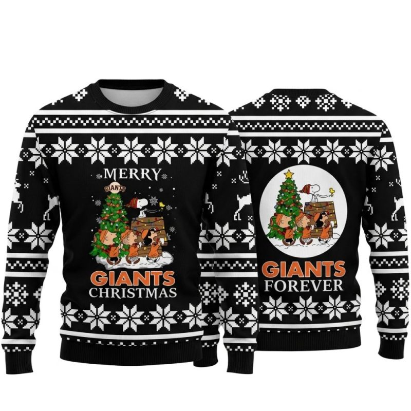 Merry San Francisco Giants Christmas Peanuts Snoopy Ugly Sweater 1.Jpg