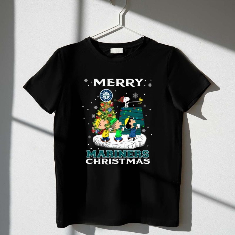 Merry Seattle Mariners Christmas Snoopy Peanuts Holiday 1 T Shirt 1.Jpg