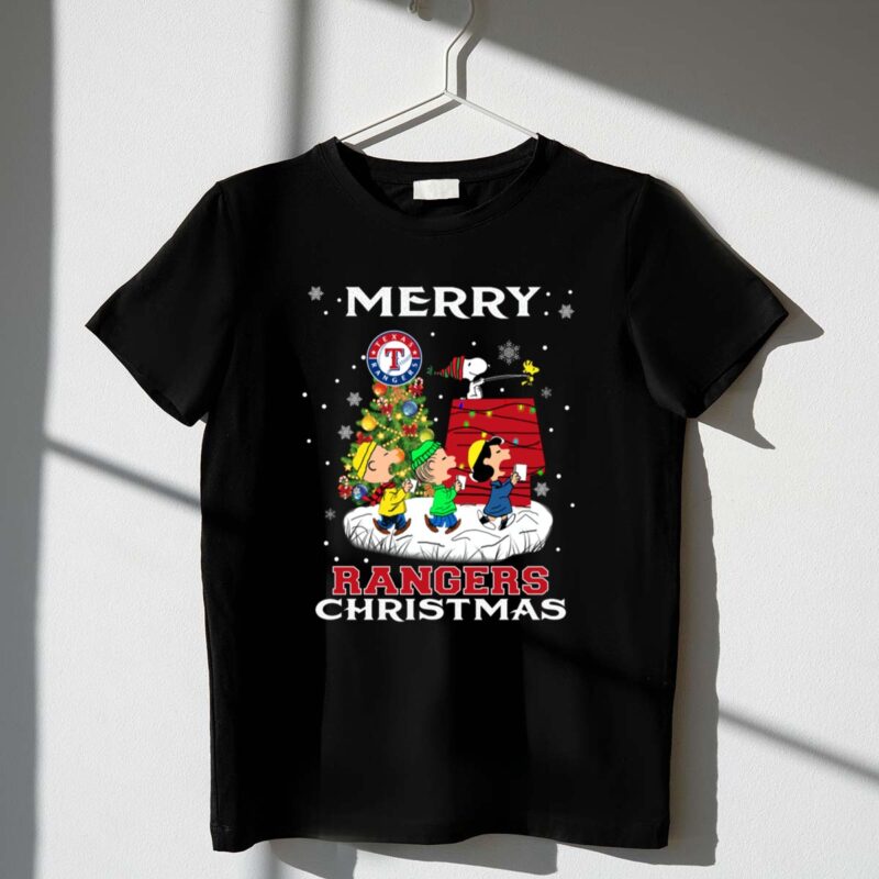 Merry Texas Rangers Christmas With Snoopy And Friends 1 T Shirt 1.Jpg